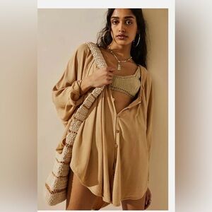 FREE PEOPLE WHAT A STATEMENT TUNIC TOP OAT BRAN size Medium